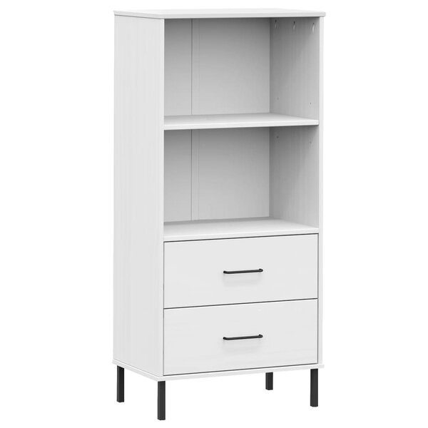 vidaXL Bibliothèque à 2 tiroirs Blanc 60x35x128 5 cm Bois massif OSLO