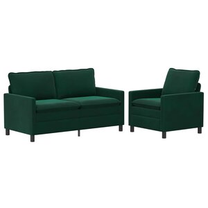 vidaXL Ensemble de Canapés 2 Pièces Vert foncé Velours