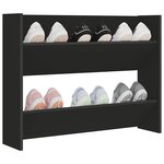 vidaXL Armoire à chaussures murale Noir 80x18x60 cm Aggloméré