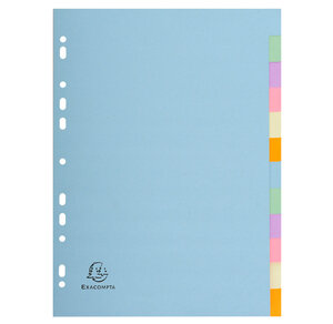 Intercalaires carte pastel 170g Forever 12 positions - A4 x 25 EXACOMPTA