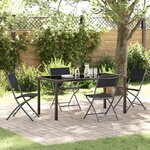 vidaXL Ensemble de salle à manger pour jardin Pliant 5 Pièces Noir