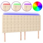 vidaXL Tête de lit à LED Crème 160x5x118/128 cm Tissu