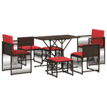 vidaXL Ensemble à manger de jardin et coussins 7 Pièces marron poly rotin