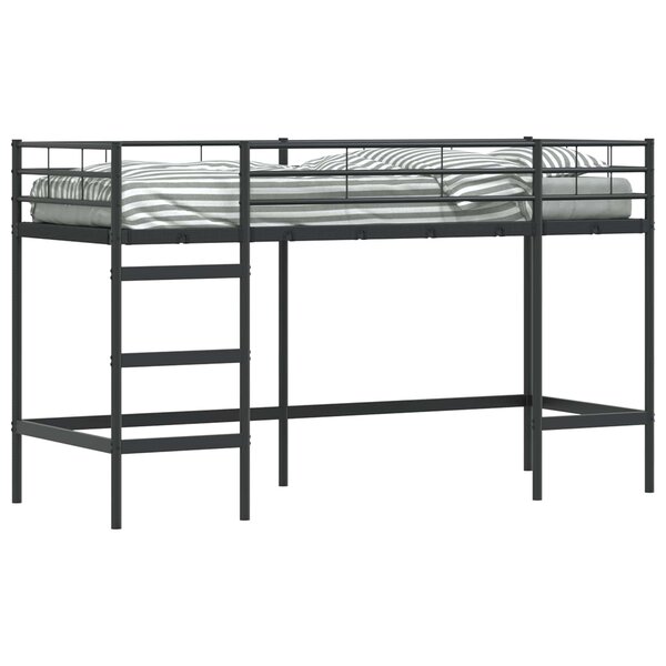 vidaXL Lit mezzanine pour enfants Noir 90 x 190 cm Acier