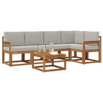 vidaXL Ensemble de canapés d'extérieur 6 Pièces Gris Naturel et Clair
