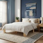 Lit en Bois 160x200 cm Naturel - Lit Double avec 2 Matelas - Massif