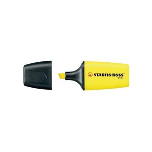 Surligneur boss mini pointe biseautée jaune x 10 stabilo