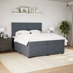 vidaXL Sommier à lattes de lit et matelas Gris foncé 200x200cm Velours