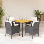vidaXL Ensemble à manger de jardin coussins 5Pièces Noir Résine tressée