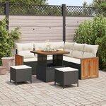 vidaXL Ensemble de canapé de jardin avec coussin 8 Pièces Noir et crème