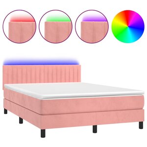 vidaXL Sommier à lattes de lit avec matelas et LED Rose 140x190 cm