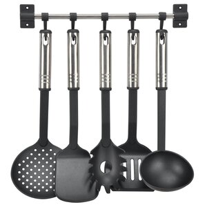 HI Ensemble d'ustensiles de cuisine 6 Pièces Noir et argenté