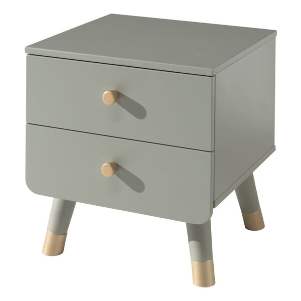 Vipack Table de chevet à 2 tiroirs Billy Bois Vert olive