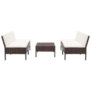 vidaXL Salon de jardin 5 Pièces avec coussins Résine tressée Marron