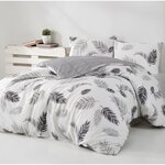 Parure de lit - housse de couette 220 x 240 + 2 taies d'oreiller 60 x 60 coton renforcé - Gris