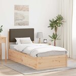 vidaXL Cadre de lit avec tête de lit rembourrée Taupe 75 x 190 cm