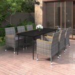 vidaXL Ensemble à manger de jardin coussins 7 Pièces Résine tressée Verre