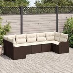 vidaXL Ensemble de canapé de jardin 7 Pièces Marron et blanc Poly rotin