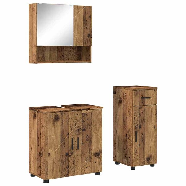 vidaXL Ensemble de mobilier de salle de bain 3 Pièces Bois Ancien