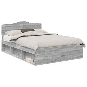 vidaXL Cadre de lit Gris Sonoma 160 x 200 cm Bois de pin massif