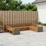 vidaXL Ensemble de canapés d'extérieur 9 Pièces Naturel