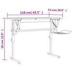 vidaXL Bureau d'artisanat noir et gris 110x53x(58-87) cm