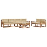 vidaXL Ensemble de canapés d'extérieur 7 Pièces Naturel et Beige