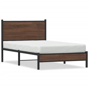 vidaXL Cadre de lit en métal sans matelas chêne marron 107x203 cm