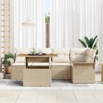 vidaXL Ensemble de canapé de jardin 6 Pièces Beige Poly rotin