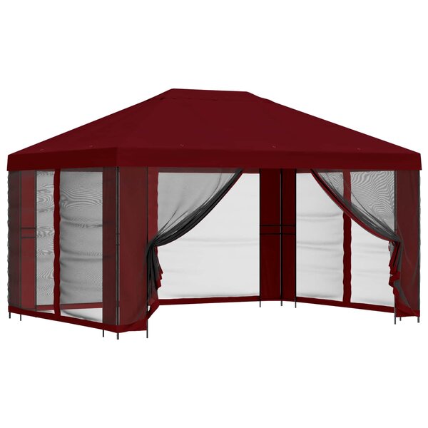 vidaXL Abri de jardin avec parois 4 × 3 m Bordeaux Polyester et Acier
