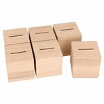 6 Tirelires Cube - 6X6X6 Cm Bois