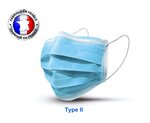 Boite de 50 masques chirugicaux 3 plis - Fabriqués en France - Type II