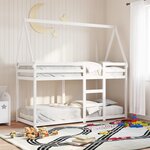 vidaXL Lit superposé avec toit blanc 90x200 cm bois de pin massif