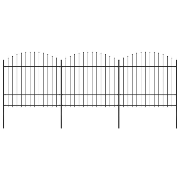 vidaXL Clôture de jardin à dessus en lance Acier (1 5-1 75)x5 1 m Noir