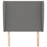 vidaXL Tête de lit avec oreilles Gris foncé 103x23x118/128 cm Tissu