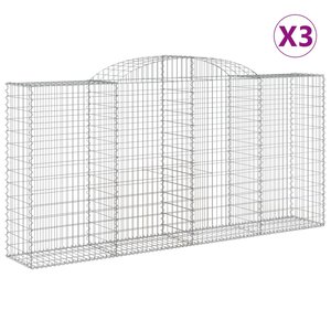 vidaXL Paniers à gabions arqués 3 Pièces 300x50x140/160 cm fer galvanisé