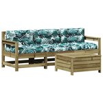 vidaXL Salon de jardin 4 Pièces avec coussins bois de pin imprégné