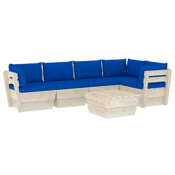 vidaXL Salon de jardin palette 6 Pièces avec coussins Épicéa imprégné