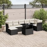 vidaXL Salon de jardin 8 Pièces avec coussins noir résine tressée