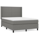 vidaXL Sommier à lattes de lit avec matelas Gris foncé 140x190cm Tissu