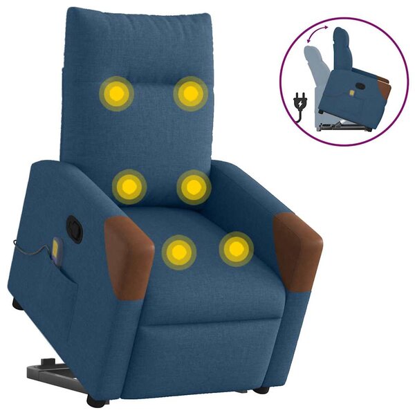 vidaXL Fauteuil de massage inclinable Bleu Tissu