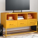 vidaXL Meuble TV jaune moutarde 100 5x39x60 5 cm acier