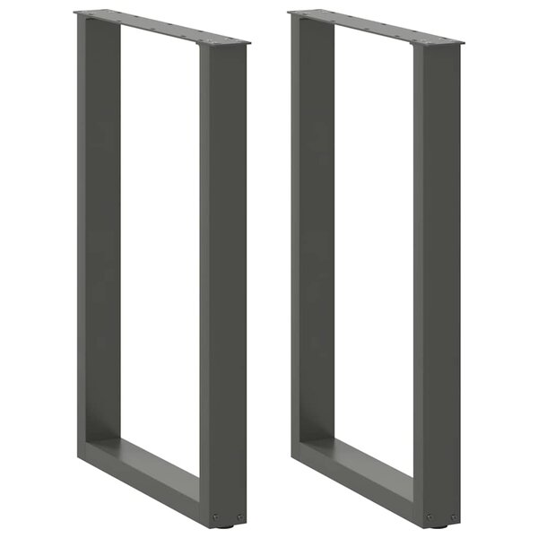 vidaXL Pieds de table de bar en U 2 pièces Anthracite 60 x (90-91) cm Acier