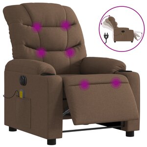 vidaXL Fauteuil inclinable de massage électrique marron tissu