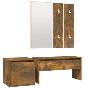 vidaXL Ensemble de meubles de couloir Chêne fumé Bois d'ingénierie