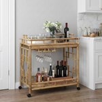 vidaXL Chariot à vin avec roues Naturel 85 x 50 x 93 cm Bambou