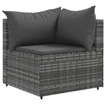 vidaXL Salon de jardin 6 Pièces avec coussins Gris Résine tressée