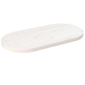 vidaXL Dessus de table blanc 60x30x2 5 cm bois de pin massif ovale