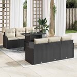 vidaXL Ensemble de canapé de jardin Manuel 7 Pièces Noir 100 x 55 x 73 cm