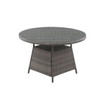 Table de jardin ronde 6 personnes - Diam. 120 x H.75 cm - Aluminium & Résine tressée et Plateau en verre